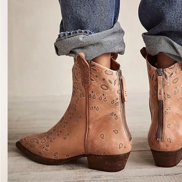 Free People Shoes - We The Free Wesley Bandana Printed Ankle Boots Size 39.5 
New without Box